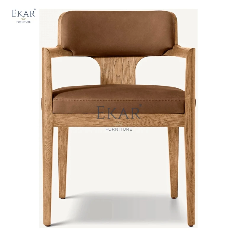 Modern Wooden Leg Dining Chair with Leather Fabric for Home Hotel School Hospital Villa Home Bar Stylish for Dining Rooms