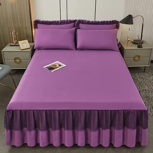 New Style Solid Color Skirt Bed Sheets Colcha De Cama Lace Bed Skirt