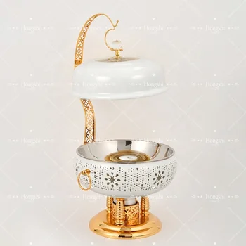 Chauffandises Traiteur De Restaurant Wedding Food Warmer Lids White Gold Catering-Serving-Dishes Warming & Holding Equipment