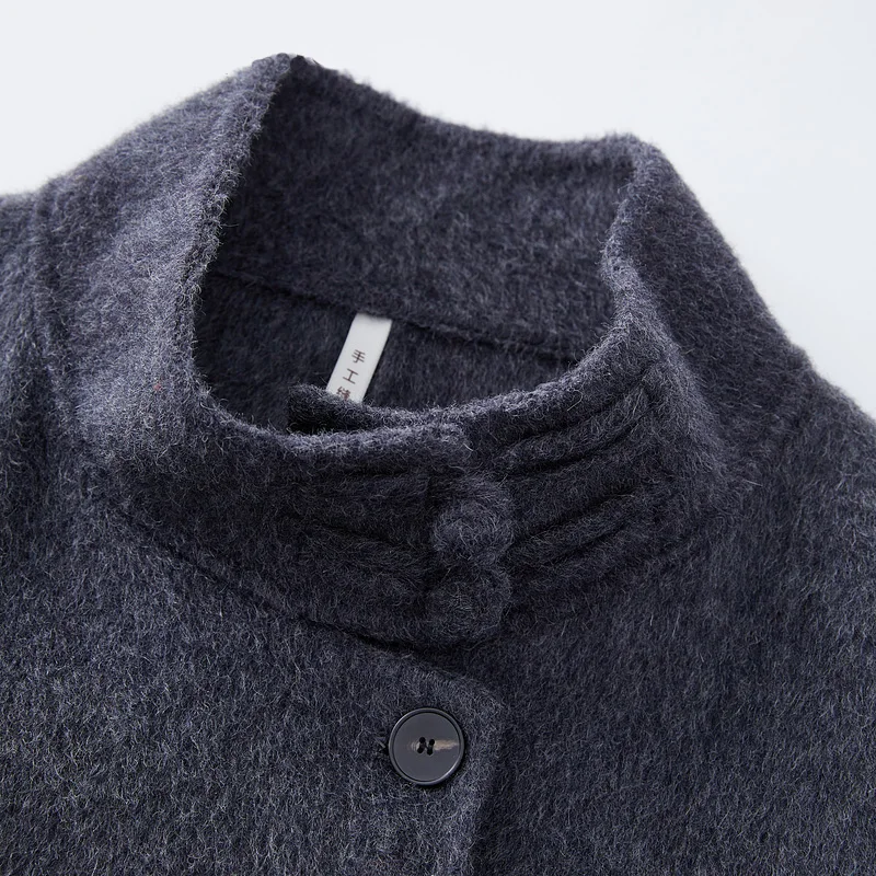 New Styles Double-faced Womens Wool Cashmere Trench Coat With Button