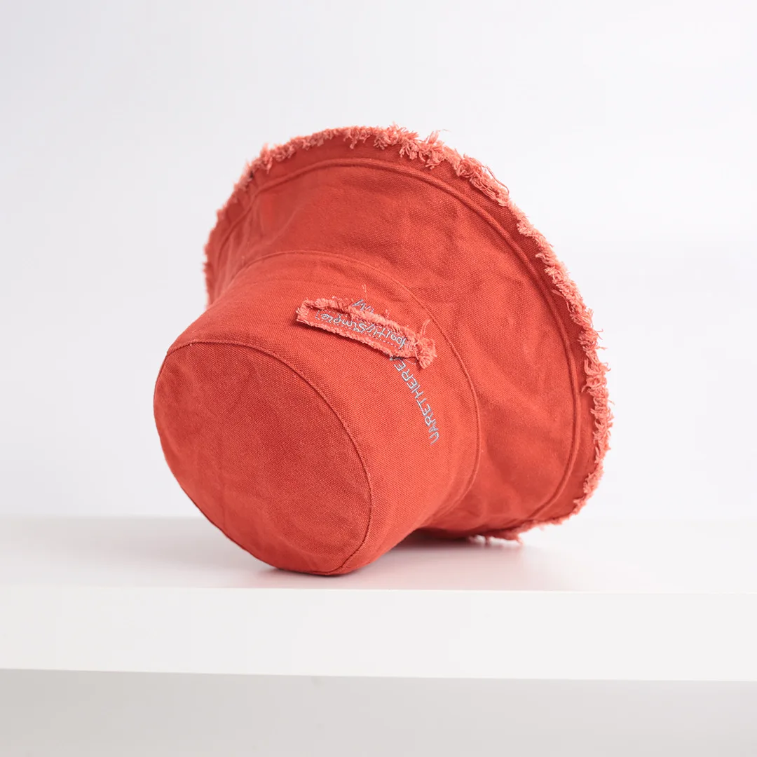 LT227 Summer Plain Washed Frayed Bucket Hat Outdoor Travelling Fisherman Caps Women Wide Brim Summer Cap