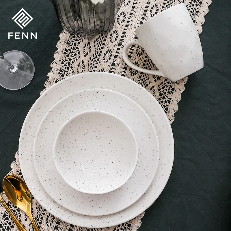 product fenn factory wholesale elegant wedding party used white matt mug speckled sesame glazed porcelain cup mugs custom ceramic mug-59