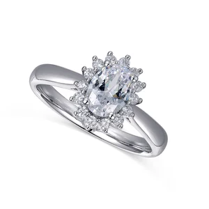 Classic Design 9k 14k 18k White Gold Eternity Band Oval Cut 1.15ct Natural Diamond Sparkling Engagement Promise Ring for Women