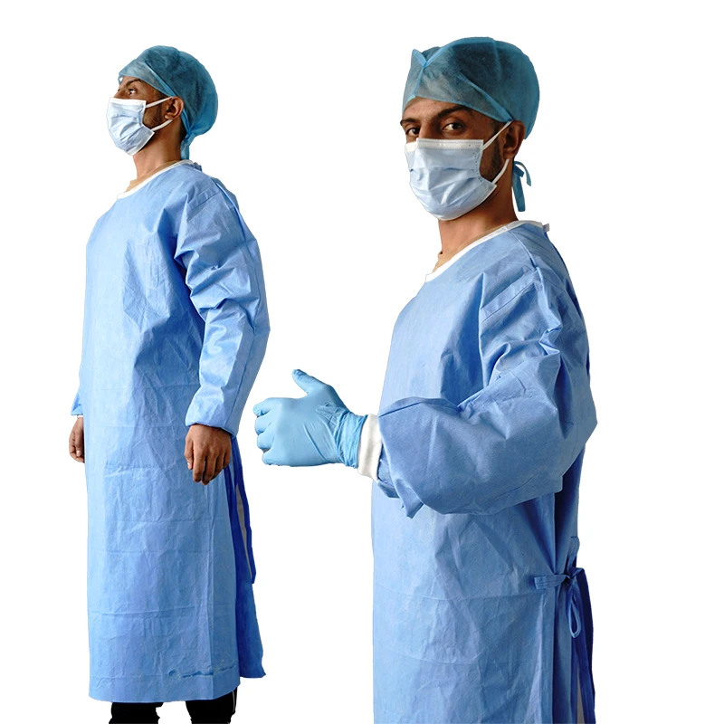 Disposable Isolation Gown Medical Protective Clothes Blue White Customized Logo Medical OEM Wholesale Surgical Gowns