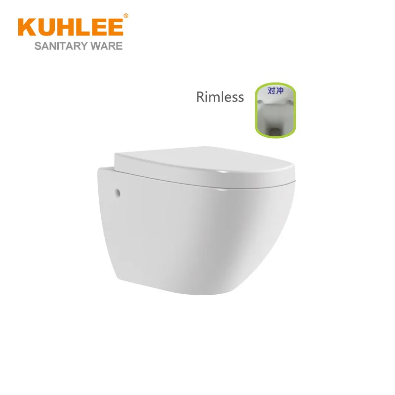 Easy Cleaning WC Bathroom Space Saving Design Concealed Tank Rimless Wall Hung Toilet