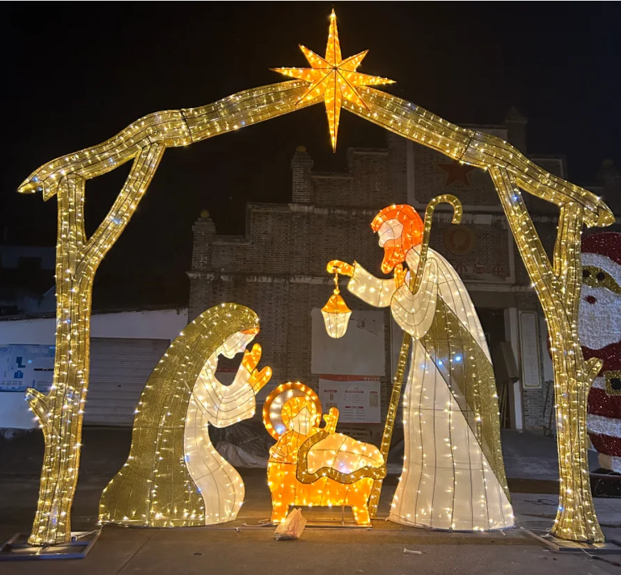 Weihnachtliche Außendekoration 3D Große LED-Motivbeleuchtung Jesus-Statue Krippenszene Set Weihnachts-LED-Display| Alibaba.com