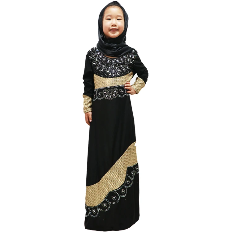 2021 New Design Colorful Girls Kids Abaya Hijab Wholesale