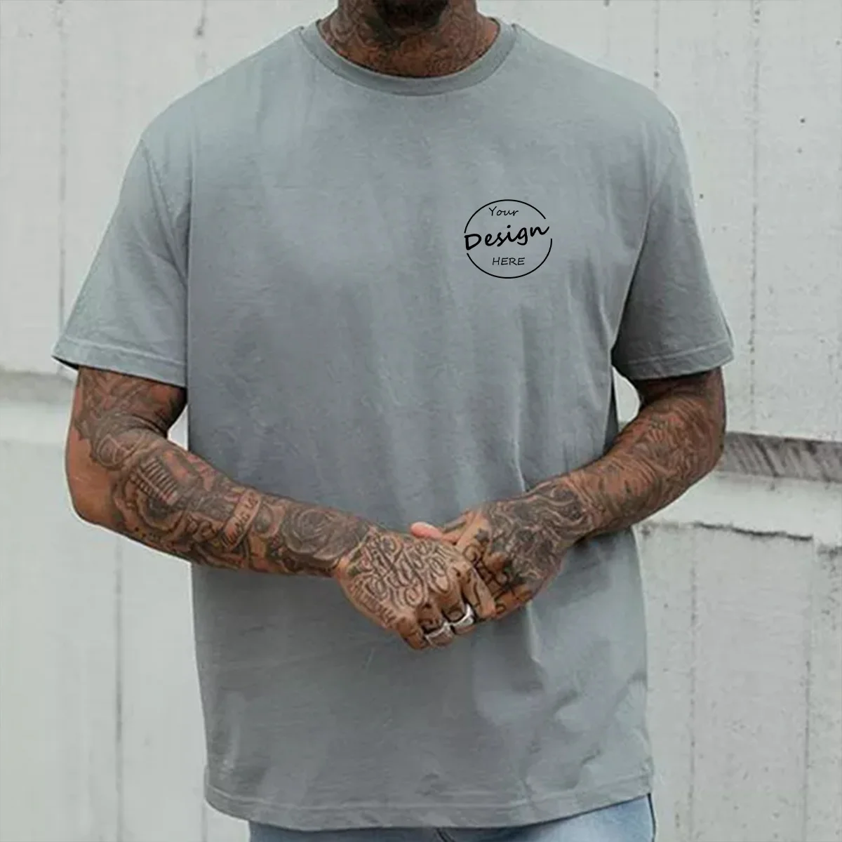 JL18B Oversized T Shirt Heavy Weight Men’s T-Shirts Blank Puff Printing Black White Bulk Graphic White T Shirts