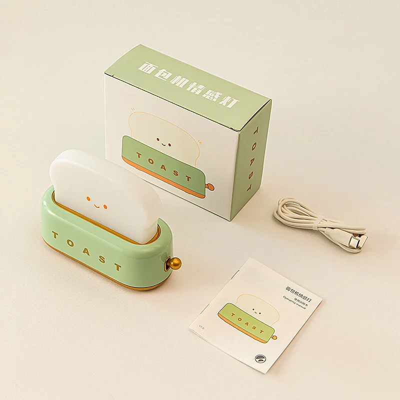 Creative LED Bread Maker Night Light USB Charging Dimming Table Night Light Student Fun Switch Bedside Mood Light for Girl Gift