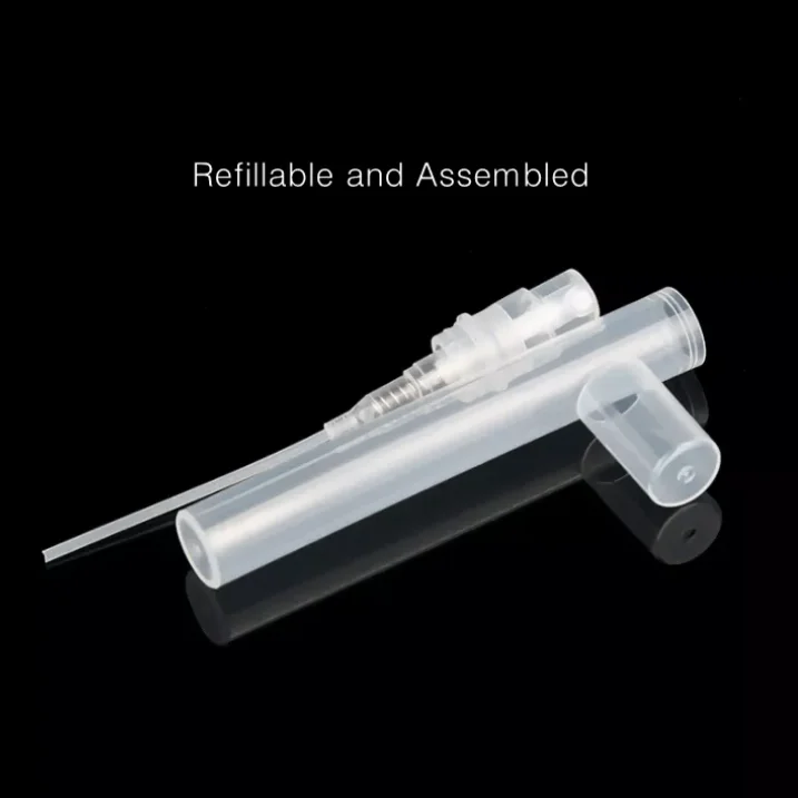 Free Sample 2ml 3ml 4ml 5ml Empty Travel Use Pen Shape Plastic Spray Bottle clear Black pp Empty Perfume Plastic Spray Bottle