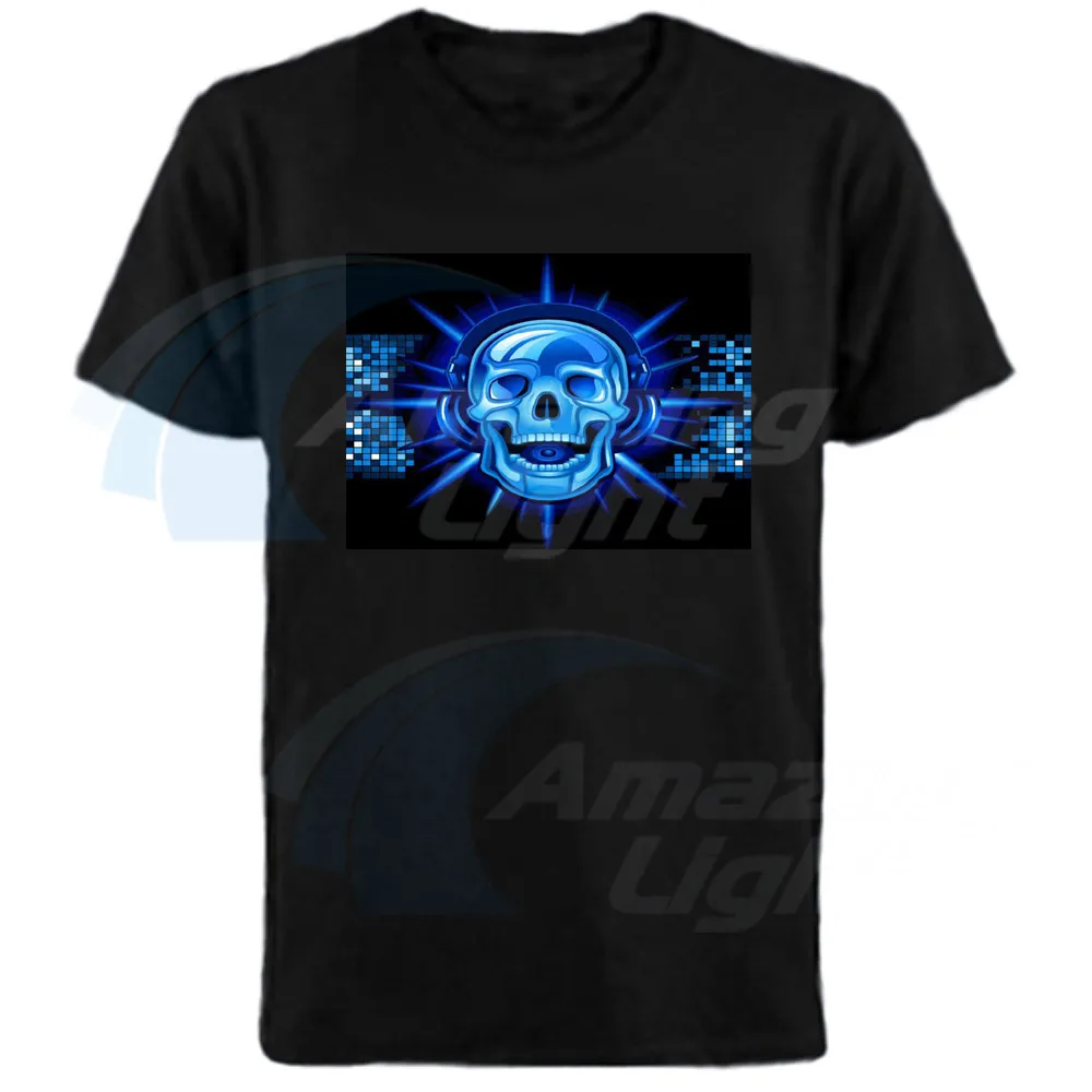 Company Logo Light Up El Panel LED T-shirt Sound Activated Flashing El Panel T-shirt