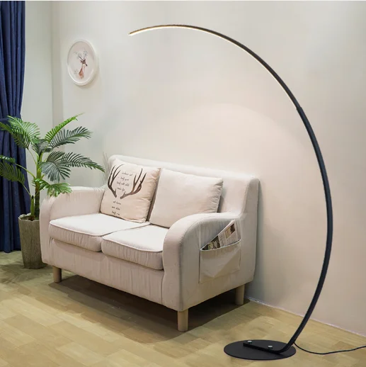 LED Dimmable Floor Light with Remote Control Elegant Curved Stem Acrylic Lampshade Arched Design Standing Lamp for Living Room