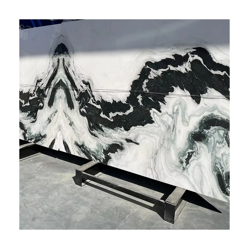 Wholesale Modern Design Panda White Marble Bookmatch Slabs & Marble Tiles Floor for Hotel Background Wall Factory Price