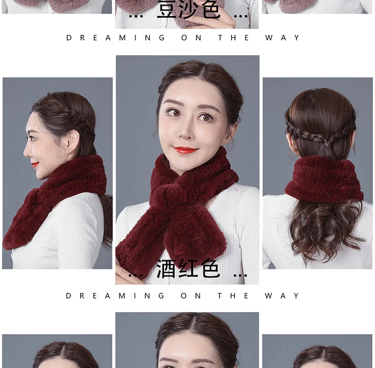Real Rex Rabbit Fur Ring Scarves Warm Soft Women Genuine Rex Rabbit Fur ...