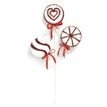 Wreath Ornament Sweet Candy Lollipop Picks and Santa Hat for Christmas Decoration Christmas decoration supplier