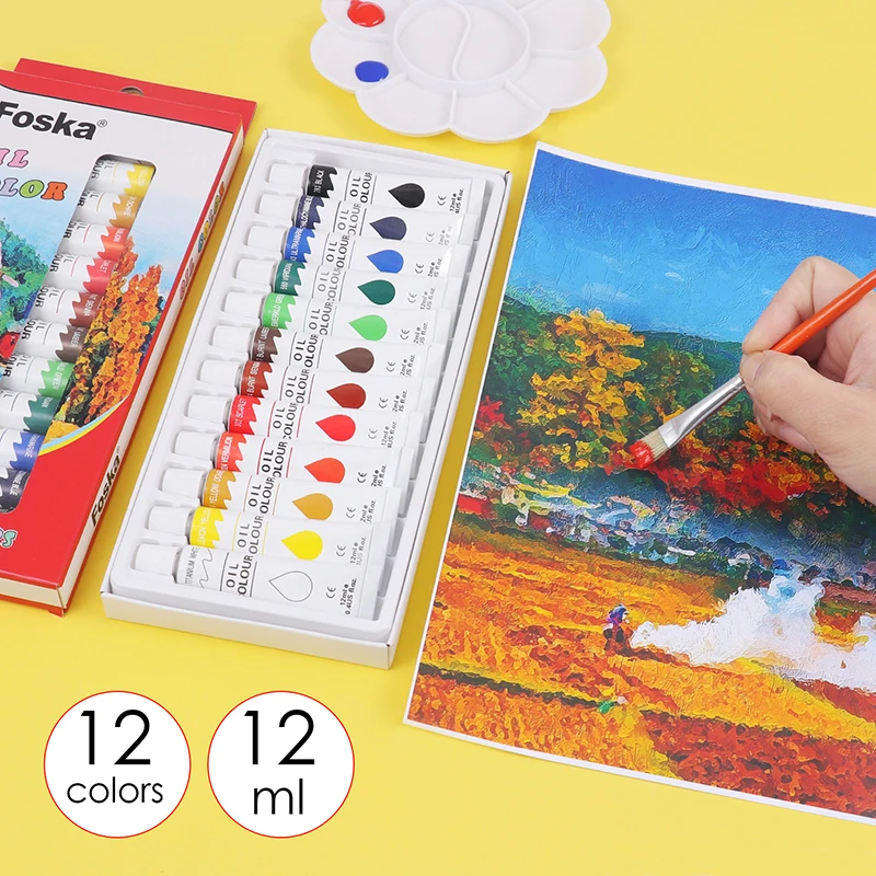 12/24 Colors Acrylic Paints Brush Set 12ml Tubes A... - Grandado