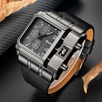 Top Quality Casual Fashion Large Dial Quartz Watch Belt Personality Square Men's Watch