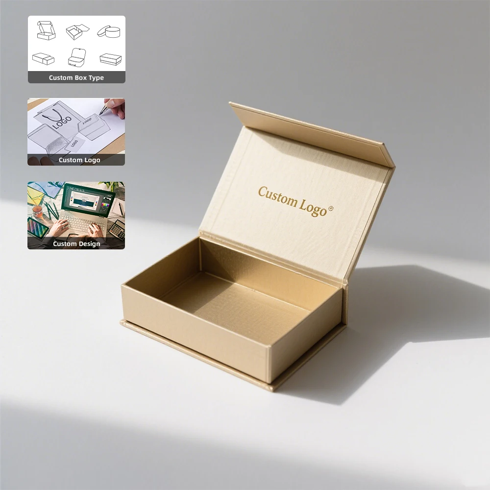 Bespoke Coffrets Cadeaux Golden Cardboard Custom Design Magnetic Rigid ...
