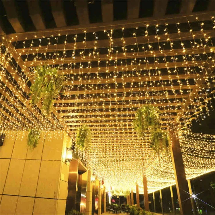 360 LED Icicle Christmas Led Dripping Warm White Icicle Light Fairy Safety Wedding Party Curtain Lights