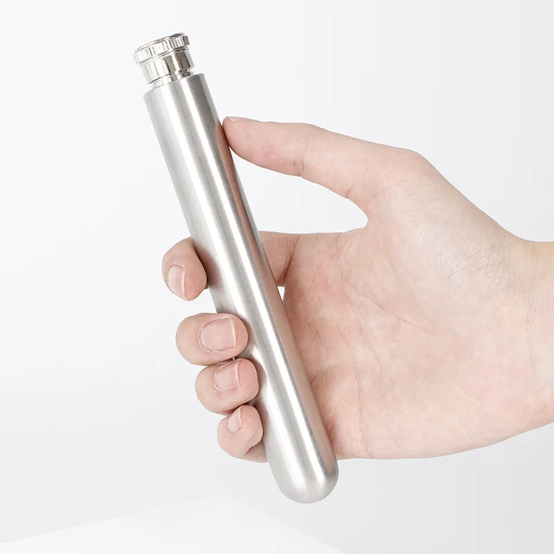 Polished Cylindrical Cigar Shaped Small Whisky Flask 1.5oz Portable Stainless Steel Wine Bottle Flask