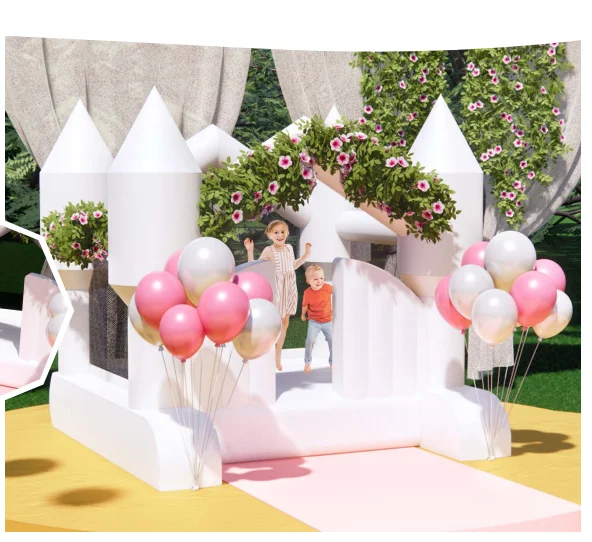 Новый дизайн, розовый надувной прыгающий замок для свадьбы