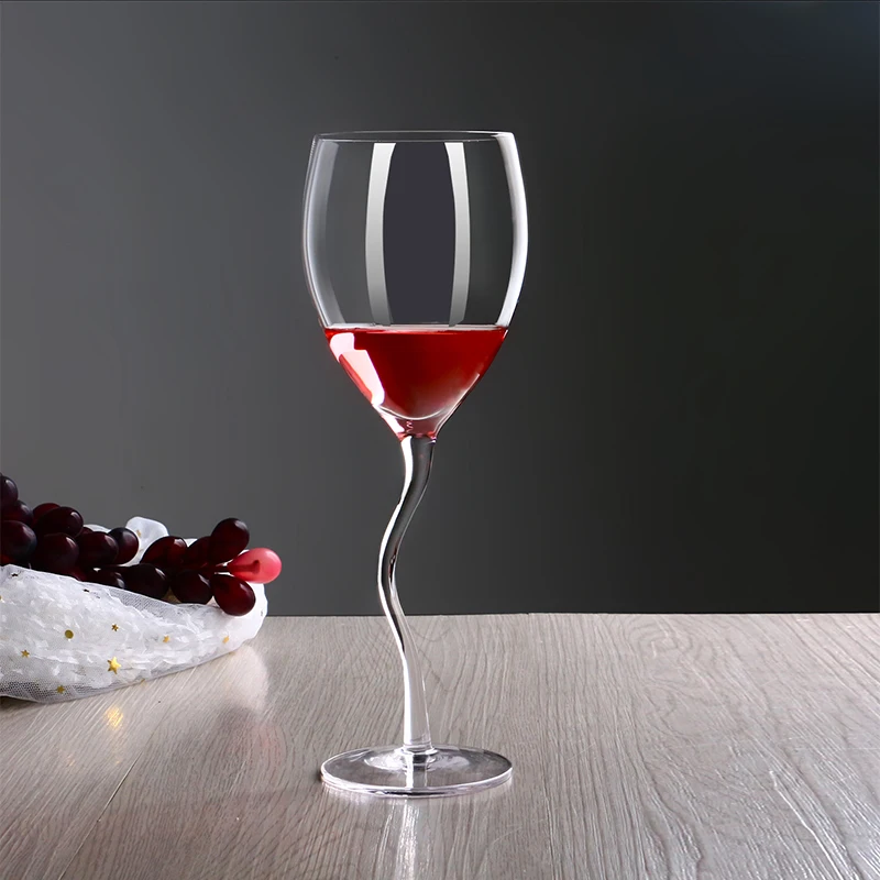 Luxury Fancy Irregular Stemmed Premium Sparkling Curved Stem Creative Crystal champagne Glasses Gift Wine Glass Set