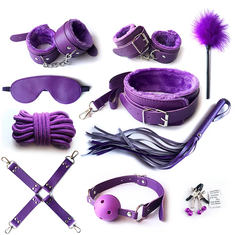 Kit érotique BDSM Pour Couples - Menottes, Masque, Flogger, Ball Gag, Corde, Collier, Sangle - Neuf Rouge/noir