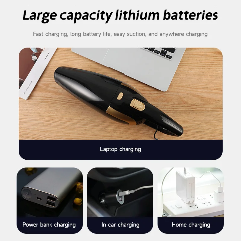 PCMOS Portable Wireless 120W Car Vacuum Cleaner ABS Dual Purpose Quick Cleaning for Wet Dry Use Handheld for Hoover Suction Cabl - view 6