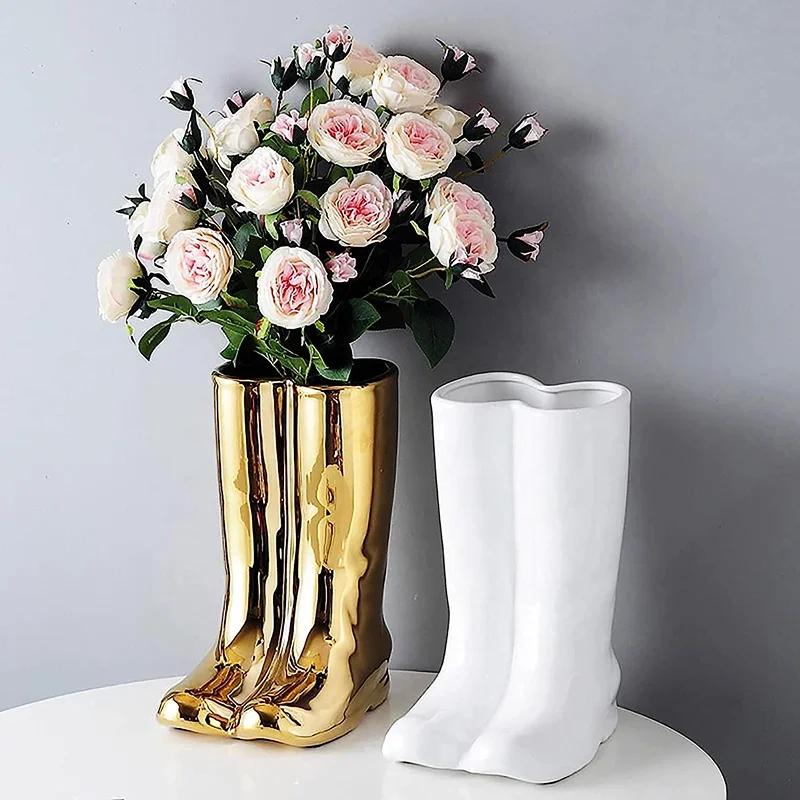 Custom Factory Direct White Boot Shaped Umbrella Stand Ceramic Umbrella Holder for Home Decor
