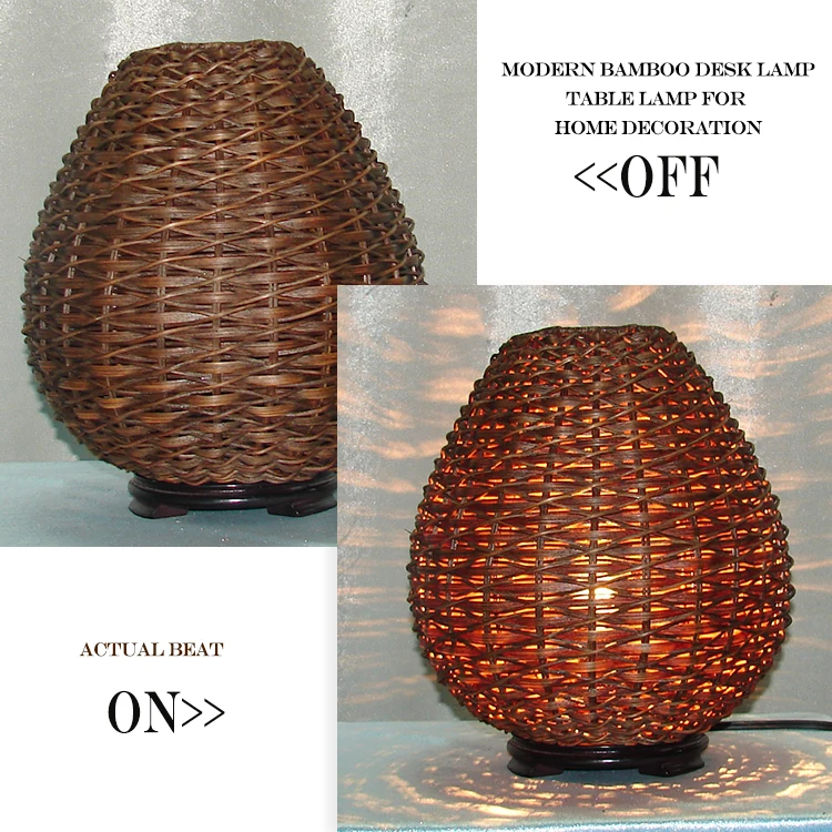 Современная ротанговая, Бамбуковая настольная лампа для домашнего украшения