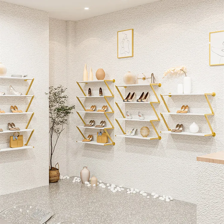 Commercial Shoe Store Display Racks Wallmounted Shoe Handbag Storage