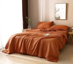 GOTS Stone Washed 100% French  Linen Duvet Cover with Pillowcase Set Pure Bed Flax Linen Fabric Linen Soft Bedding Sheet