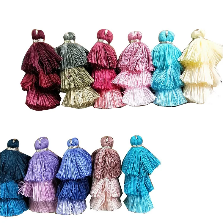E-Magic  Handmade Tassel Customized Color  New Fashion Colorful 3 Layer String Decorative Cord Polyester Tassels