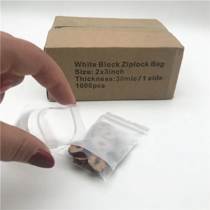 YURUI 2x2inch Mini Custom Jewelry Ziplock Bags Writable Ziplock Bags with White Block , 1000pcs / Inner Box