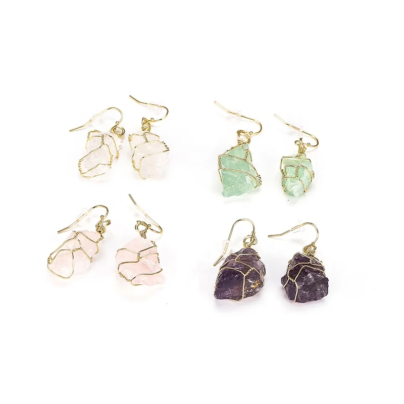 Gemstone /& Wire Earrings