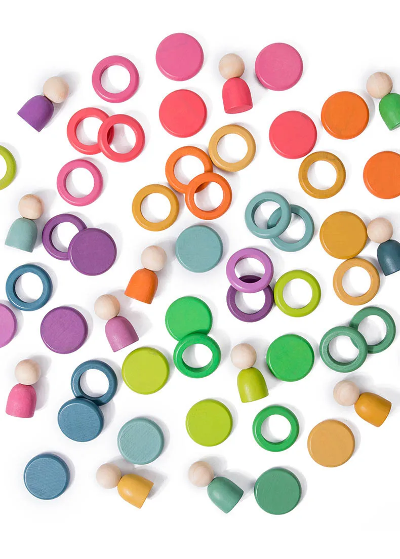 2023 New Design Logic Wooden Colorful Balls in Cups Montessori Toy Games Exercise Attention Patience for Children