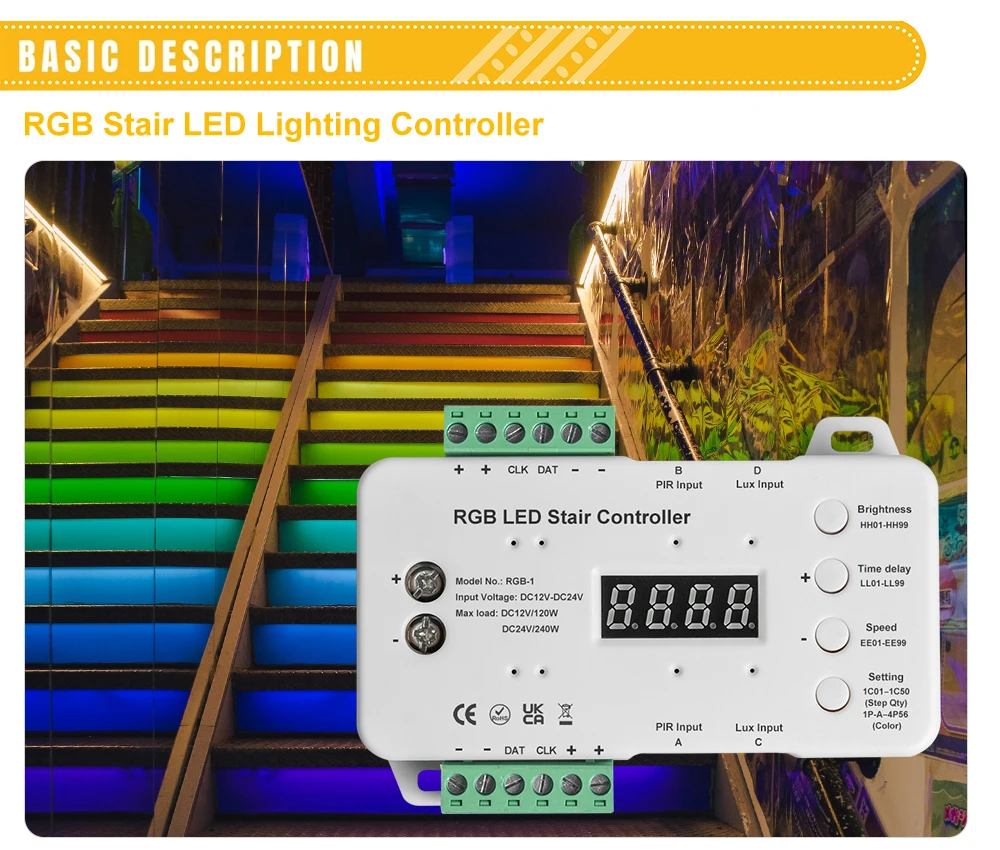 Automatic Led Rgb Strip Stair Light Controller 10a With Daylight Sensor ...