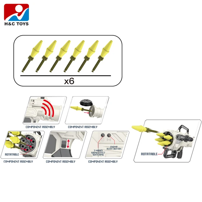 Manual Rocket Launcher Shell Gun Firing Sound Effect Enhanced Shooting Experience Featuring Soft Plastic Shell Magnifying Glass