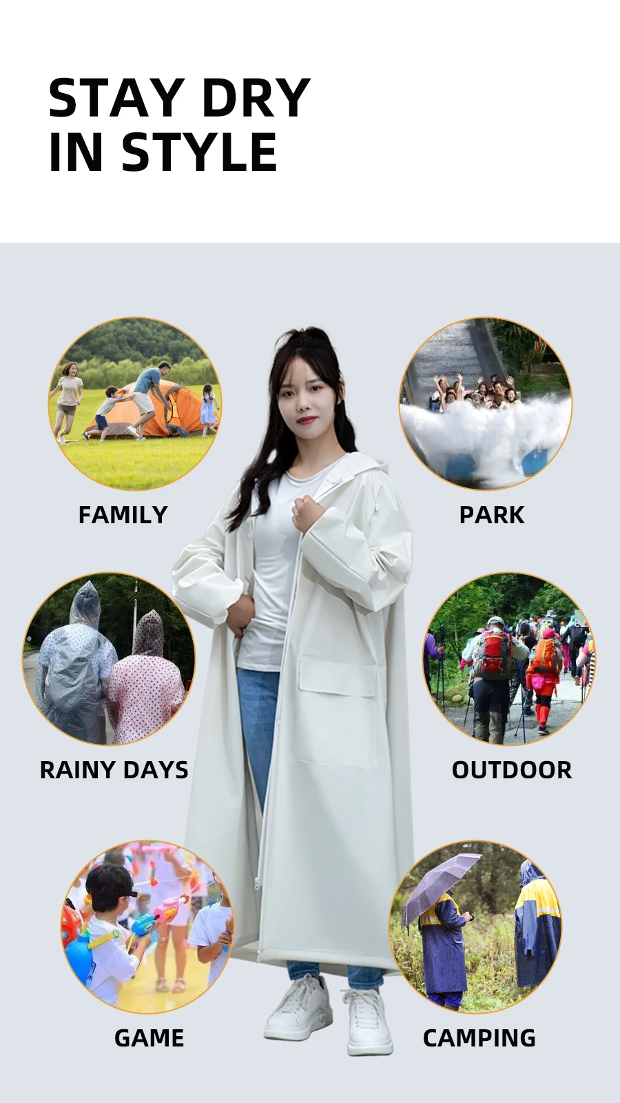 custom High Quality Quick Dry Waterproof Portable rain coat for Adults  Material Outdoor Hiking  Camping Boys Girls details