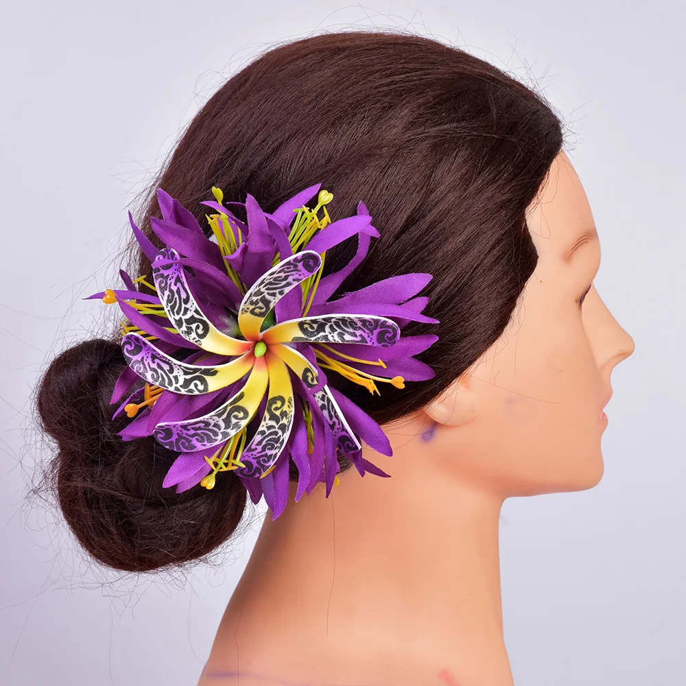 Заводской поставщик HC00042 14 видов цветов 15 см детская одежда из искусственного вельвета гименокаллис волосы коготь W пены Tiare с Гавайскими цветами вечерние головные