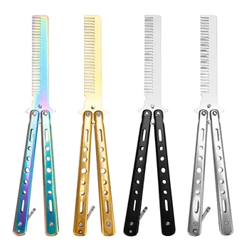 Stainless Steel Comb butterfly Comb Wholesale Color Folding Comb Barber Professional Tool for Cutting Hair
