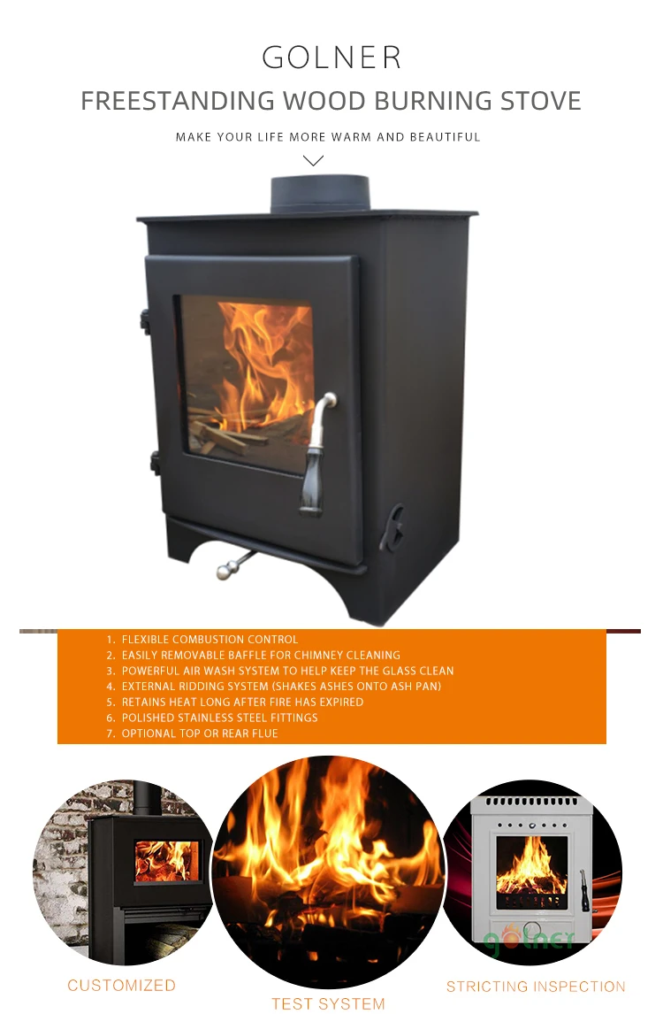 Indoor Cast Iron Wood Burning Stove And Fireplace With Firewood Frame