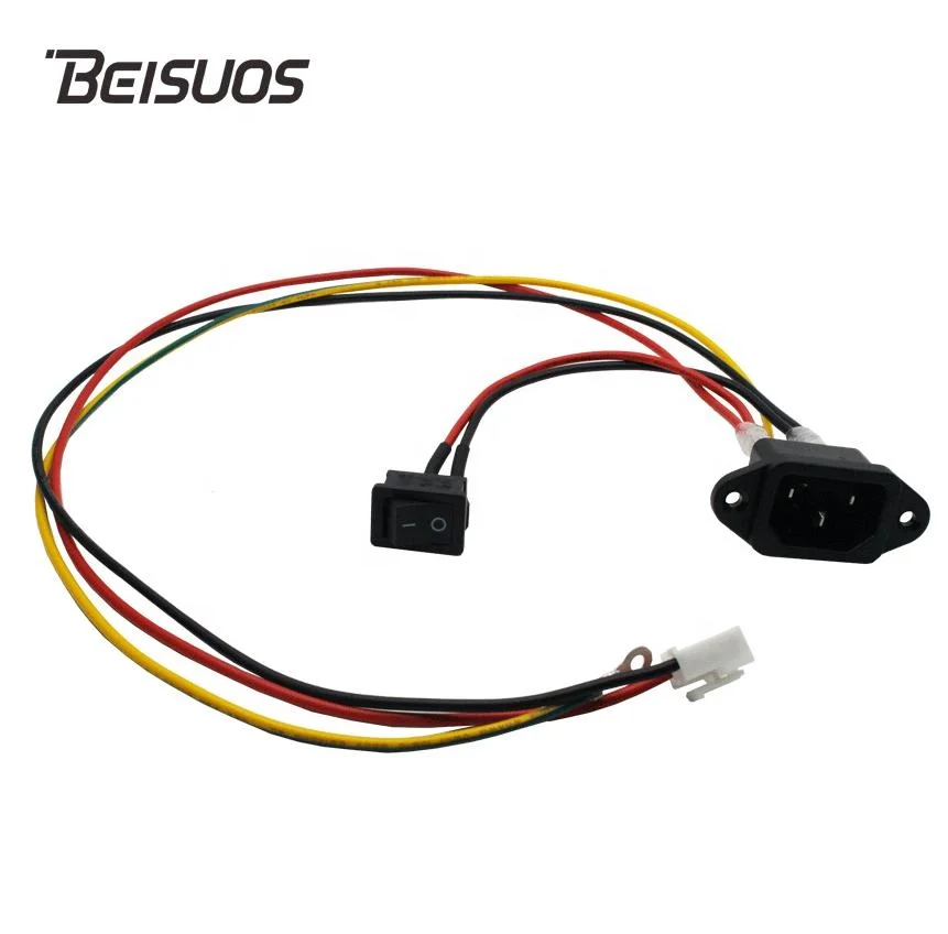 IEC 320 C14 Power Socket with On-Off Rocker Switch Connector Plug with Processing Cable