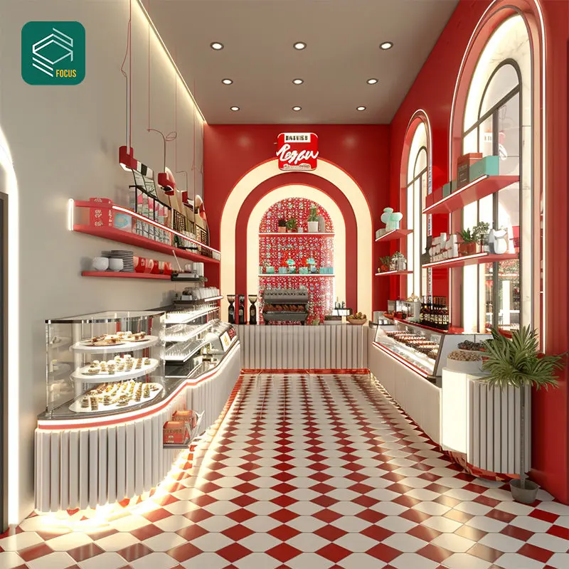 Bubble Tea Display Coffee Bar Counter Stand Coffee Shop Fixtures Luxury Coffee Shop Interior Design