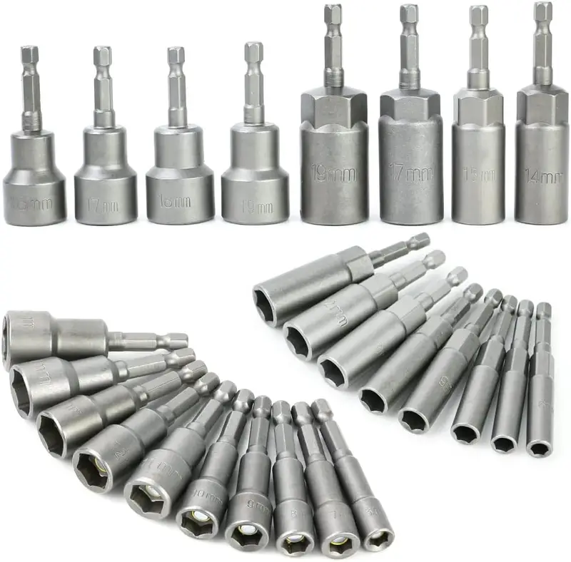 MOYOTEC Top Quality Power Nut Driver Set Magnetic Hex Socket Set Nut Setter Set, 1/4-inch Hex Shank 