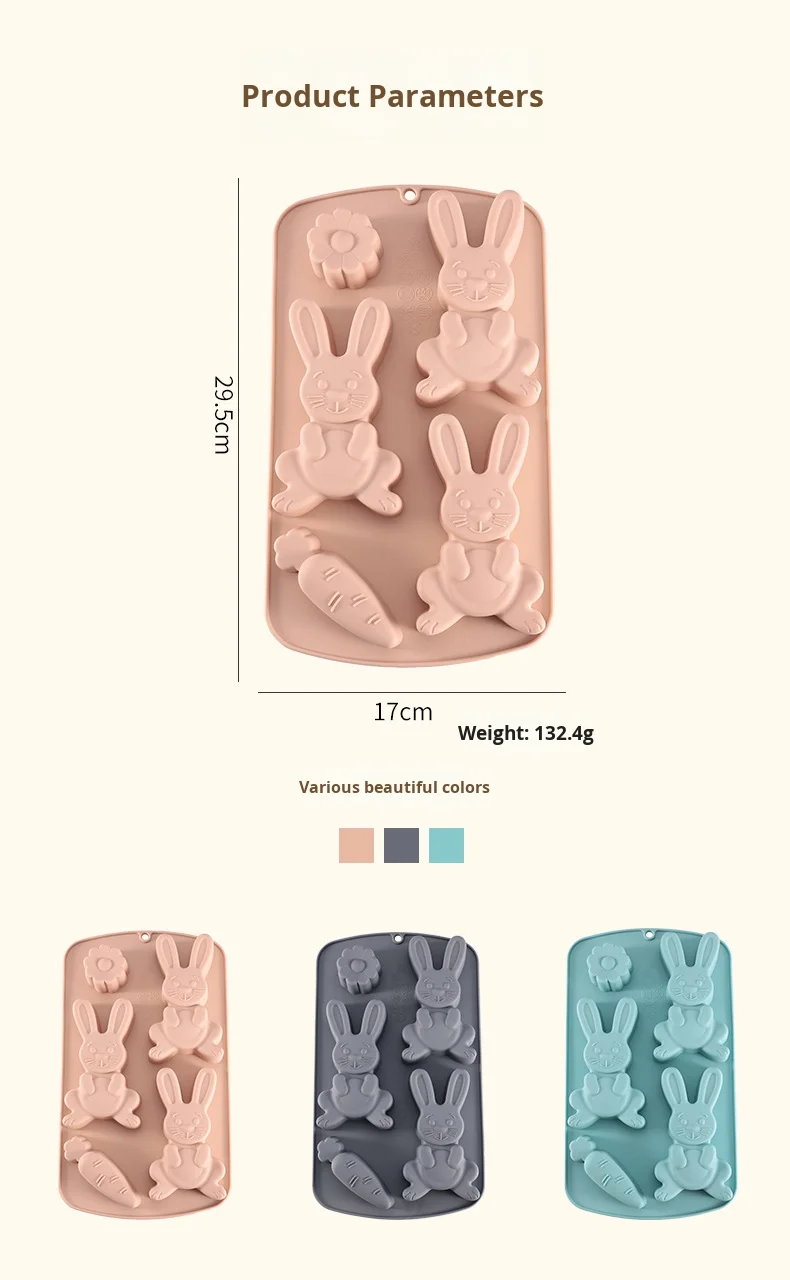 Cartoon 5-Hole 3D for Rabbit Silicone Cake Mold Children's Complementary Food Mold Factory Direct Baking Tool details