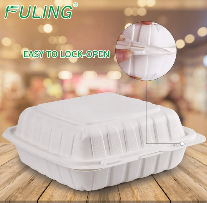 Takeout Container Disposable Biodegradable Hard togo Foam Mfpp Compartment Plastic Hinged Food Container