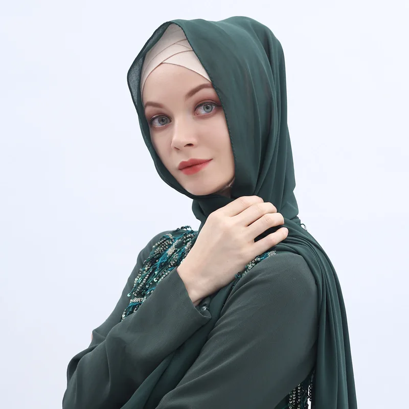 Georgette Plain Bubble Chiffon Hijab Muslim Tudung Woman Shawl face scarf