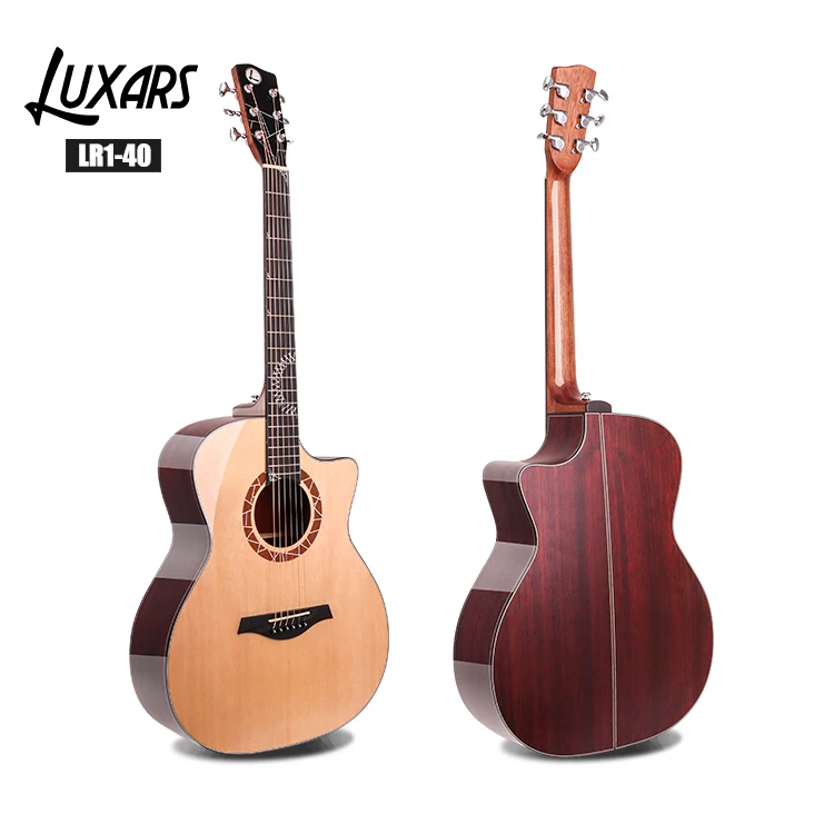 High End Luxars Custom All Solid Grade a Spruce Basswood Acoustic Guitar Round Frets Guitar