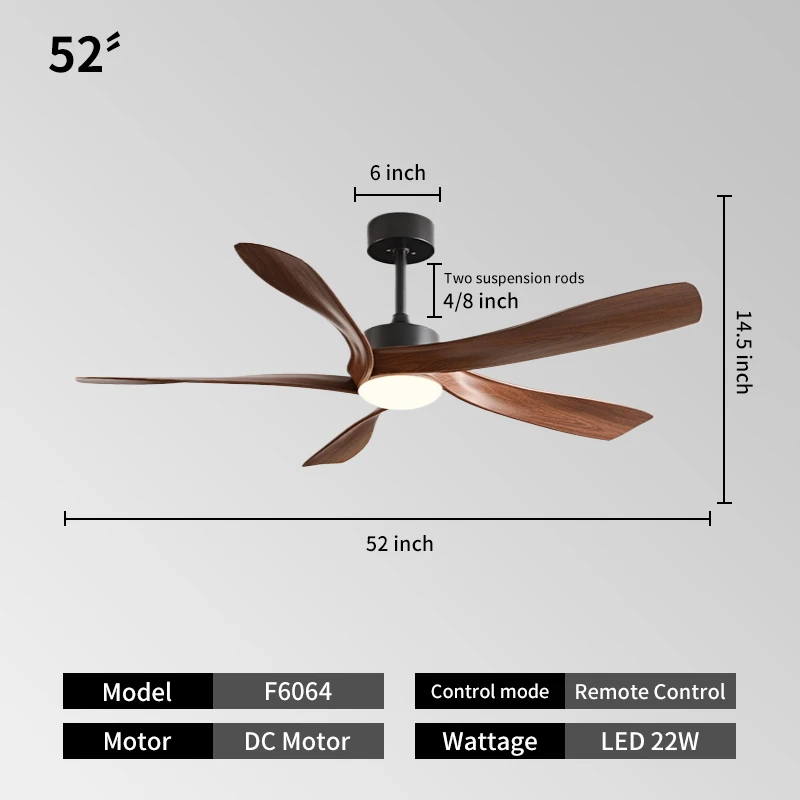 product led ceiling fan with light quiet bedroom 52 inch reversible bldc motor abs blades 6 speeds-3